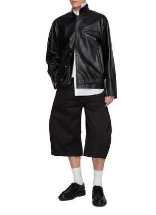 Figure View - Click To Enlarge - SACAI - Button Up Layered Hem Calfskin Leather Jacket