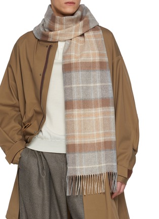 Figure View - Click To Enlarge - JOHNSTONS OF ELGIN - Tartan Wide Cashmere Scarf