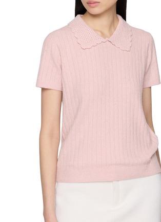  - CRUSH COLLECTION - Peter Pan Collar Knitted Bouclé T-shirt