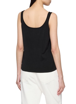 Back View - Click To Enlarge - CRUSH COLLECTION - Embroidered Floral Scoop Neck Top