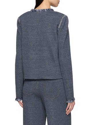 Back View - Click To Enlarge - CRUSH COLLECTION - Denim Trim Knit Cardigan