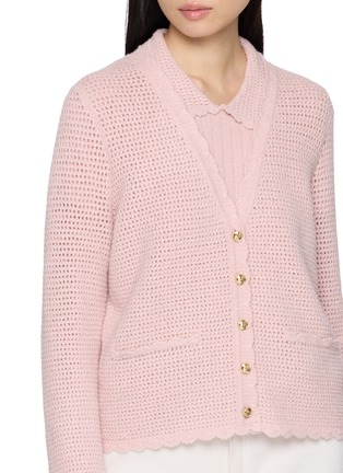  - CRUSH COLLECTION - Pointelle V-neck Knitted Bouclé Cardigan