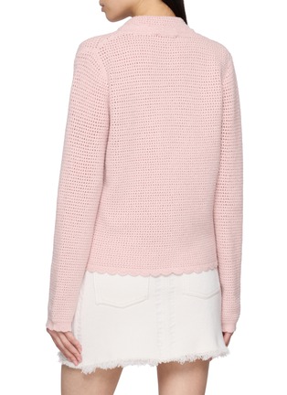 Back View - Click To Enlarge - CRUSH COLLECTION - Pointelle V-neck Knitted Bouclé Cardigan