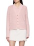 CRUSH COLLECTION Pointelle V-neck Knitted Bouclé Cardigan