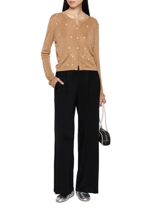 Figure View - Click To Enlarge - CRUSH COLLECTION - Fluid Wide Leg Silk Blend Trousers