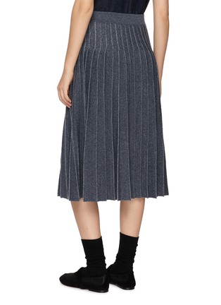 Back View - Click To Enlarge - CRUSH COLLECTION - Dark Wash Denim Pleated Midi Skirt