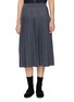 Main View - Click To Enlarge - CRUSH COLLECTION - Dark Wash Denim Pleated Midi Skirt
