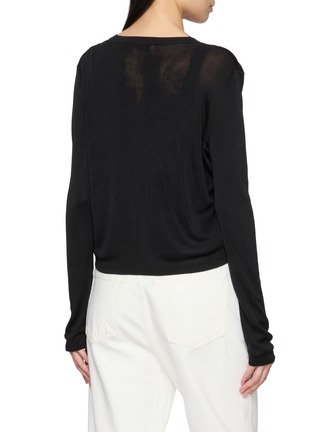 Back View - Click To Enlarge - CRUSH COLLECTION - Embroidered Floral Silk Blend Cardigan