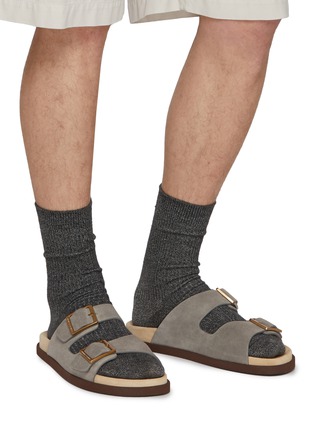 Figure View - Click To Enlarge - BRUNELLO CUCINELLI - Suede Slipper Slides