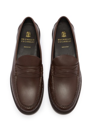 Detail View - Click To Enlarge - BRUNELLO CUCINELLI - Penny Strap Leather Loafers