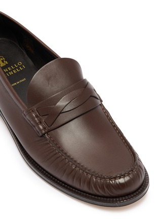 Detail View - Click To Enlarge - BRUNELLO CUCINELLI - Penny Strap Leather Loafers