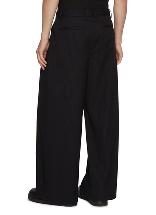 Back View - Click To Enlarge - JUUN.J - Wide Leg Striped Drawstring Waist Wool Pants