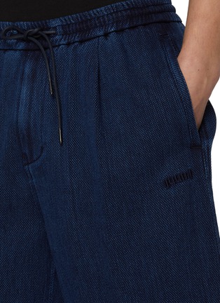  - JUUN.J - Dark Wash Textured Drawstring Waist Denim Shorts