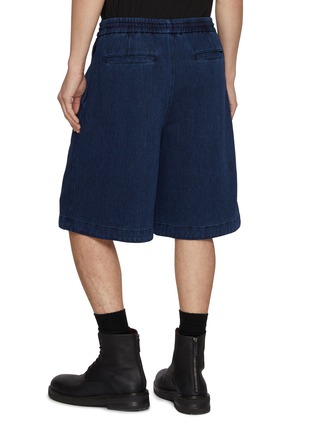 Back View - Click To Enlarge - JUUN.J - Dark Wash Textured Drawstring Waist Denim Shorts