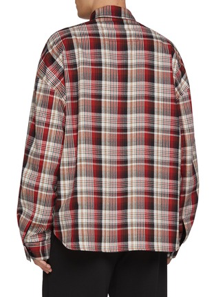 Back View - Click To Enlarge - JUUN.J - Reversible Chequered Zip Up Wool Shirt Jacket