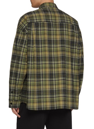 Back View - Click To Enlarge - JUUN.J - Long Sleeve Chequered Cotton Seersucker Shirt