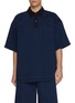 JUUN.J Contrast Collar Dark Wash Logo Denim Polo Shirt