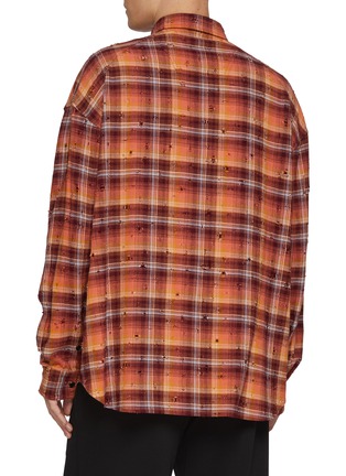 Back View - Click To Enlarge - JUUN.J - Long Sleeve Distressed Chequered Shirt