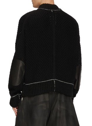 Back View - Click To Enlarge - THE VIRIDI-ANNE - Oversized Contrast Stitch Zip Up Cotton Linen Knit Cardigan