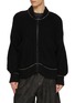 THE VIRIDI-ANNE Oversized Contrast Stitch Zip Up Cotton Linen Knit Cardigan