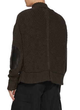 Back View - Click To Enlarge - THE VIRIDI-ANNE - Oversized Contrast Stitch Zip Up Cotton Linen Knit Cardigan