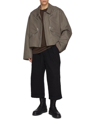 Figure View - Click To Enlarge - THE VIRIDI-ANNE - Cropped Cotton Linen Trousers