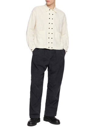 Figure View - Click To Enlarge - THE VIRIDI-ANNE - Embroidered Double Row Button Cotton Linen Shirt