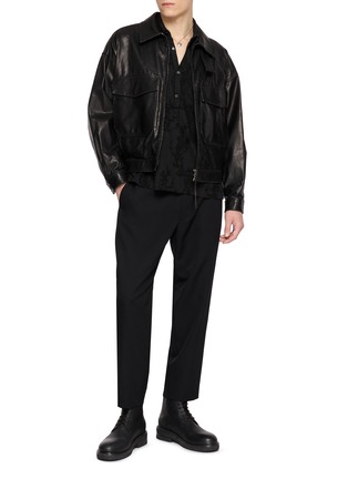 Figure View - Click To Enlarge - THE VIRIDI-ANNE - Oversized Flap Pockets Leather Jacket