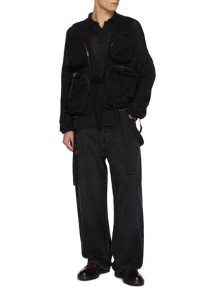 Figure View - Click To Enlarge - THE VIRIDI-ANNE - Long Sleeve Semi Sheer Linen Knit Polo Shirt