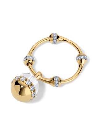 Detail View - Click To Enlarge - SARAH EISMAN STUDIO - Sphere Lith 18K Gold Diamond Ruby Sapphire Tsavorite Garnet Drop Ring — US 7