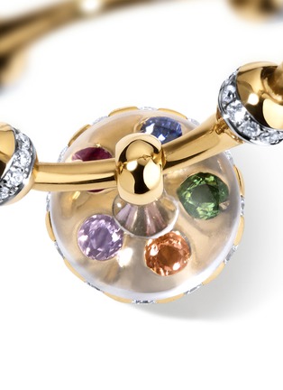 Detail View - Click To Enlarge - SARAH EISMAN STUDIO - Sphere Lith 18K Gold Diamond Ruby Sapphire Tsavorite Garnet Drop Ring — US 7