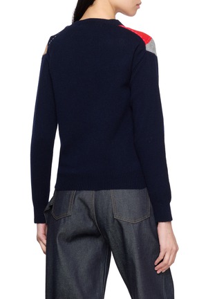 Back View - Click To Enlarge - LA FETICHE - Cynthia Crewneck Argyle Wool Knit Cardigan