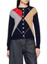 LA FETICHE Cynthia Crewneck Argyle Wool Knit Cardigan