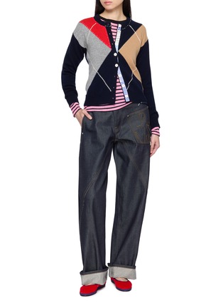 Figure View - Click To Enlarge - LA FETICHE - Cynthia Crewneck Argyle Wool Knit Cardigan
