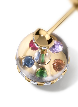 Detail View - Click To Enlarge - SARAH EISMAN STUDIO - Sphere Lith 18K Gold Diamond Ruby Sapphire Tsavorite Garnet Drop Earrings