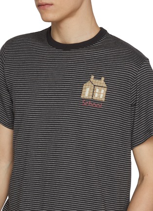  - KHOKI - Cotton Embroidered Striped T-shirt