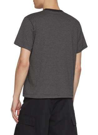 Back View - Click To Enlarge - KHOKI - Cotton Embroidered Striped T-shirt