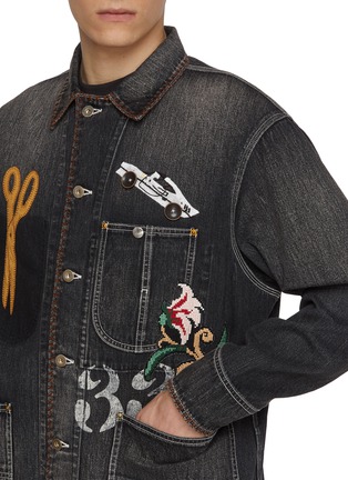  - KHOKI - Medium Washed Hand Embroidered Denim Jacket