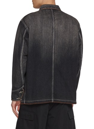 Back View - Click To Enlarge - KHOKI - Medium Washed Hand Embroidered Denim Jacket