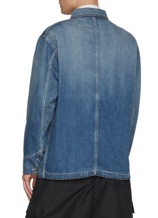 Back View - Click To Enlarge - KHOKI - Medium Washed Hand Embroidered Denim Jacket