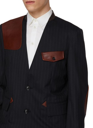  - KHOKI - Contrast Patch Lapelless Single Breasted Jacket