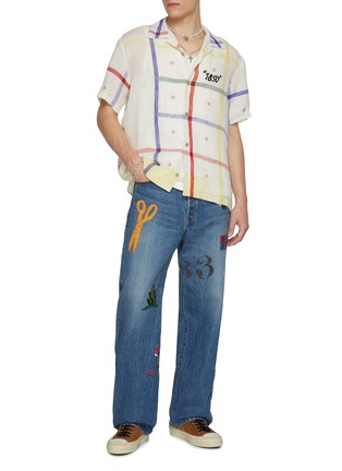 Figure View - Click To Enlarge - KHOKI - Medium Washed Hand Embroidered Jeans