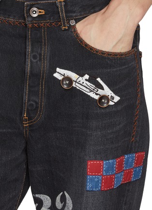  - KHOKI - Medium Washed Hand Embroidered Jeans