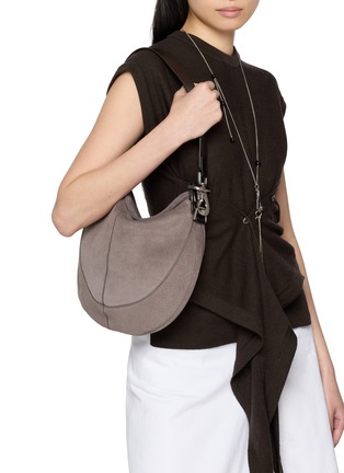 Front View - Click To Enlarge - LEMAIRE - Hobo Quiver Clip Suede Leather Bag