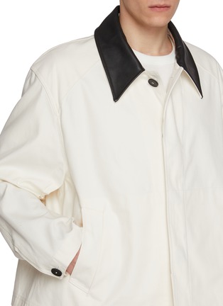  - STUDIO NICHOLSON - Leather Collar Cotton Canvas Barn Jacket