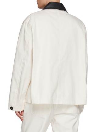 Back View - Click To Enlarge - STUDIO NICHOLSON - Leather Collar Cotton Canvas Barn Jacket