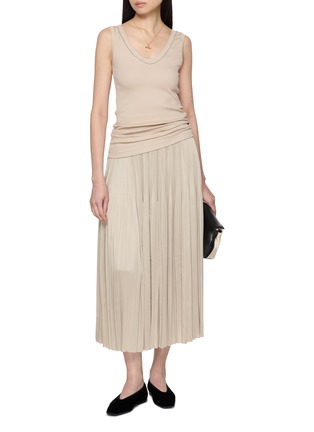 Figure View - Click To Enlarge - JOSEPH - Rabat Elasticated Waist Pleated Satin Skirt