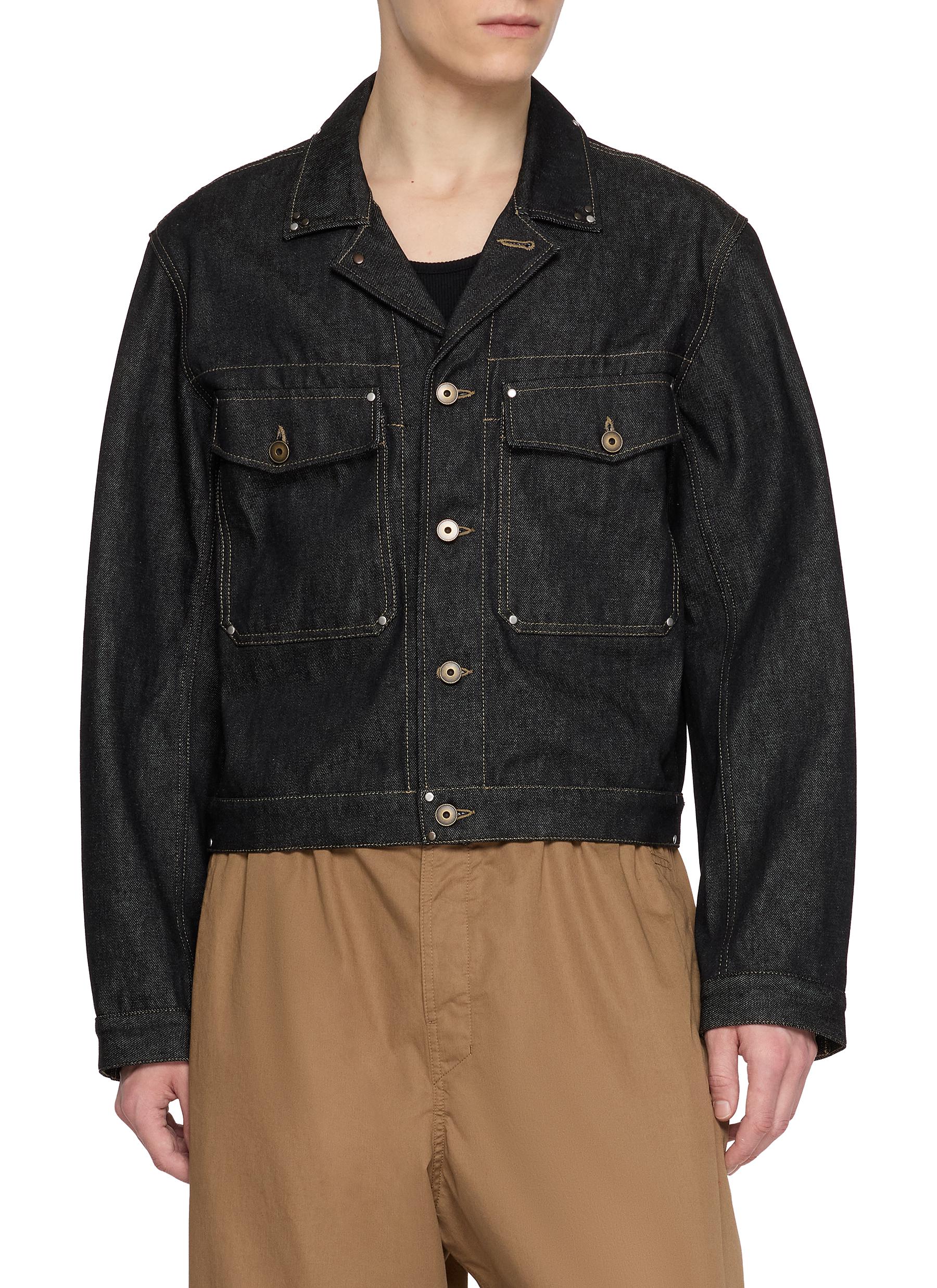 LEMAIRE | Studded Dark Wash Denim Trucker Jacket | Men | Lane Crawford