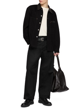 Figure View - Click To Enlarge - LEMAIRE - Leather Collar Denim Workwear Overshirt