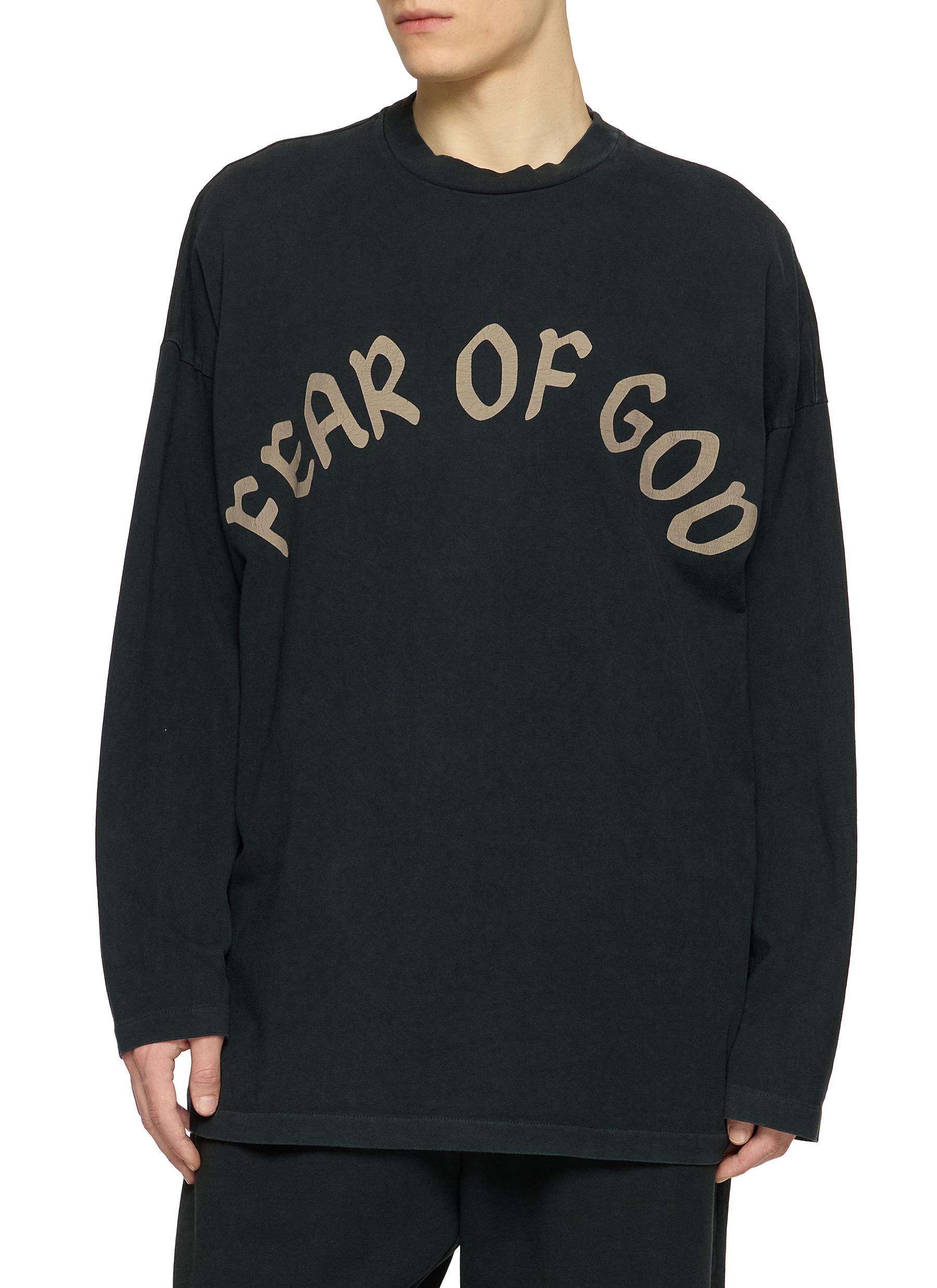 FEAR OF GOD RRR123 グラフィック ロンT 黒 L~XL FEAR OF GOD | Printed Heavy Long Sleeve Cotton T-Shirt | Men